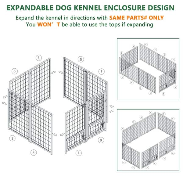 4.5 ft. x 4.5 ft. Dog Kennel Outdoor Dog Enclosure with Rotating Feeding Door and Polyester Cover