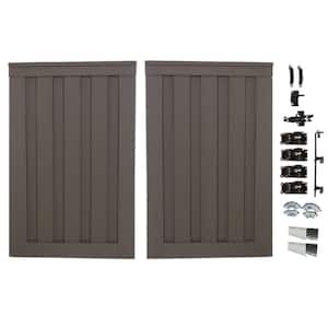 Seclusions 4 ft. x 6 ft. Woodland Brown Wood-Plastic Composite Privacy Fence Double Gate with Hardware