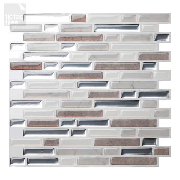 Como Pebble 10 in. W x 10 in. H Peel and Stick Self-Adhesive Decorative Mosaic Wall Tile Backsplash (10-Tiles)