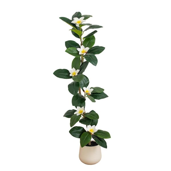 4 ft. Artificial Minimalist Magnolia Tree in Decorative Planter