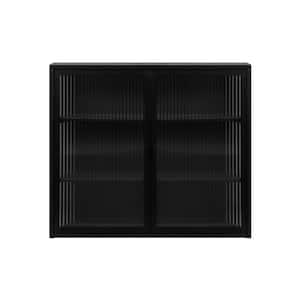 28 in. W x 9 in. D x 24 in. H Bathroom Storage Wall Cabinet in Black