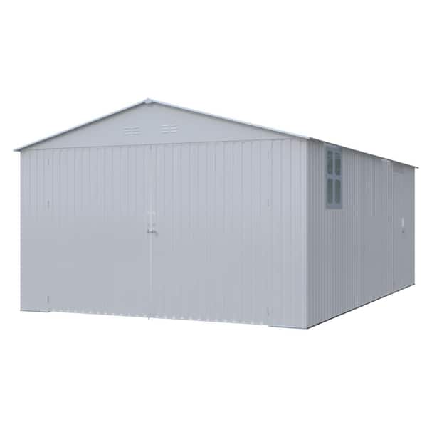 JPJPUU 13 x 20 FT. Outdoor Metal Storage Shed with 2 Doors and 4