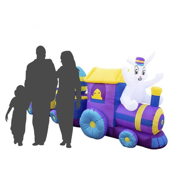 9 Feet Long Easter Inflatable Bunny with good Easter Eggs in Train