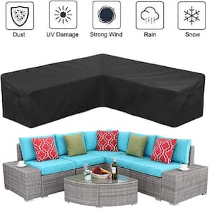 Waterproof Patio Furniture Cover Silver-coated V Shaped Patio Sofa Cover Black, 84 in.x 84 in. x30 in. x 34 in.