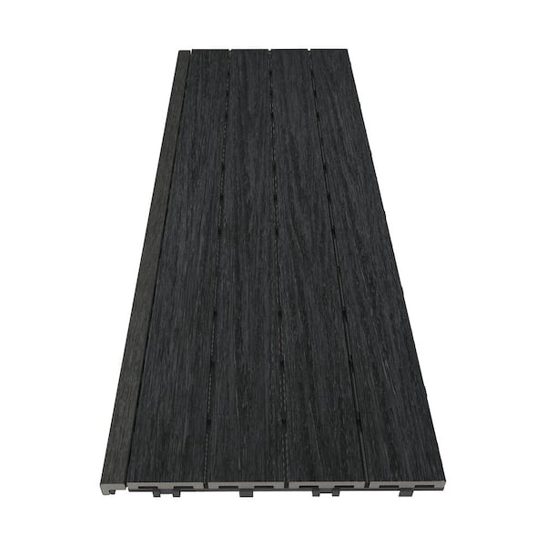 NewTechWood 1/12 ft. x 3 ft. Quick Deck Composite Deck Tile Straight Trim in Hawaiian Charcoal (2-Pieces/Box)