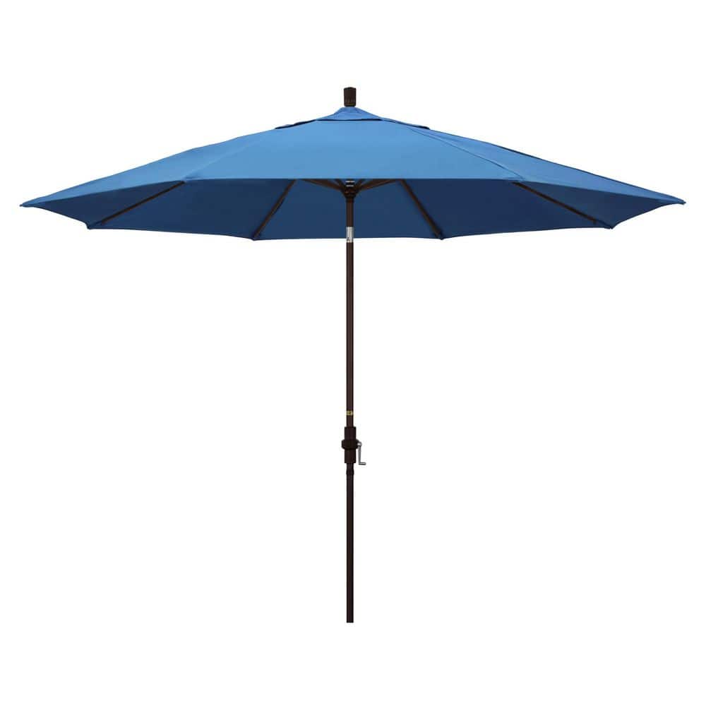 11 ft. Bronze Aluminum Market Patio Umbrella with Aluminum Ribs Collar Tilt Crank Lift in Capri Pacifica price history on PriceWatchPro