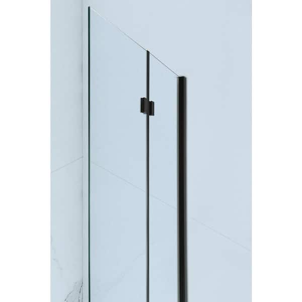 Tidy 39 in. x 55 in. Semi-Frameless Hinged Bathtub Door in Black without Handle Tidy 39 in. x 55 in. Semi-Frameless Hinged Bathtub Door in Black without Handle
