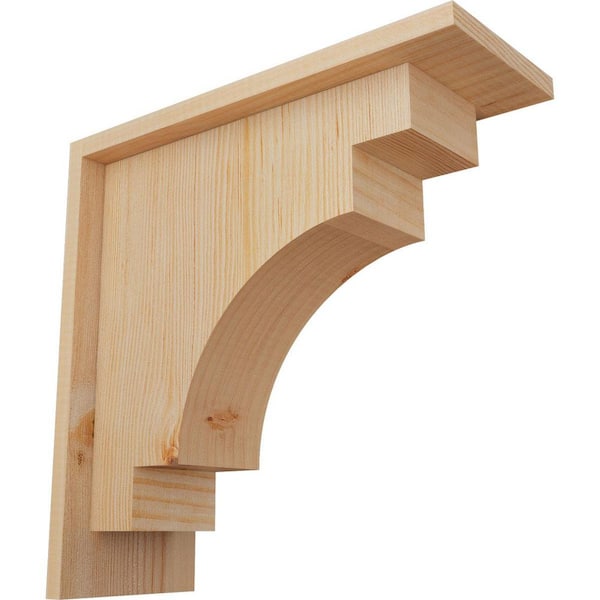 Ekena Millwork 5-1/2 in. x 14 in. x 14 in. Douglas Fir Mediterranean Smooth Corbel with Backplate
