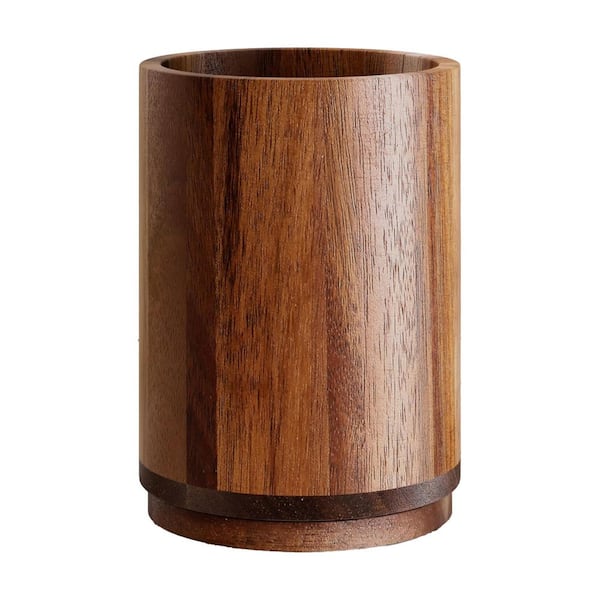 Acacia Wood 360° Rotating Kitchen Utensil Holder Countertop Organizer for Spatulas 7.2 in Tall