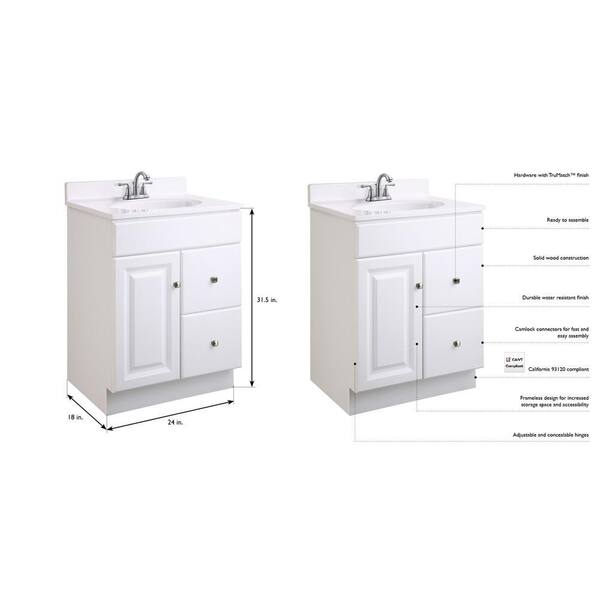 Design House Wyndham 24 In W X 18 In D Unassembled Bath Vanity Cabinet Only In White Semi Gloss 597161 The Home Depot