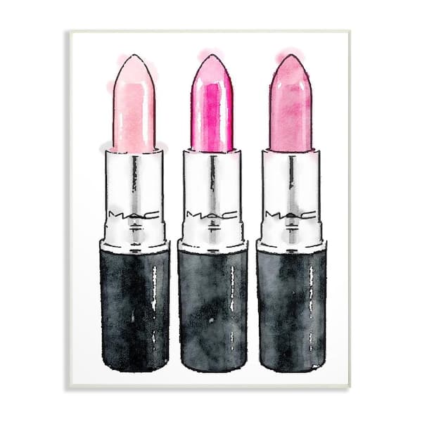 Stupell Industries 10 in. x 15 in. "Three Pink Lipsticks" by Amanda Greenwood Printed Wood Wall Art
