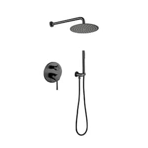 Stainless Steel Shower Faucet Set with 10 in.Rain Shower Head in Matte Black