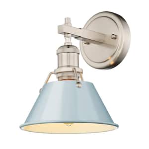 Orwell 1-Light Pewter Wall Sconce with Seafoam Shade