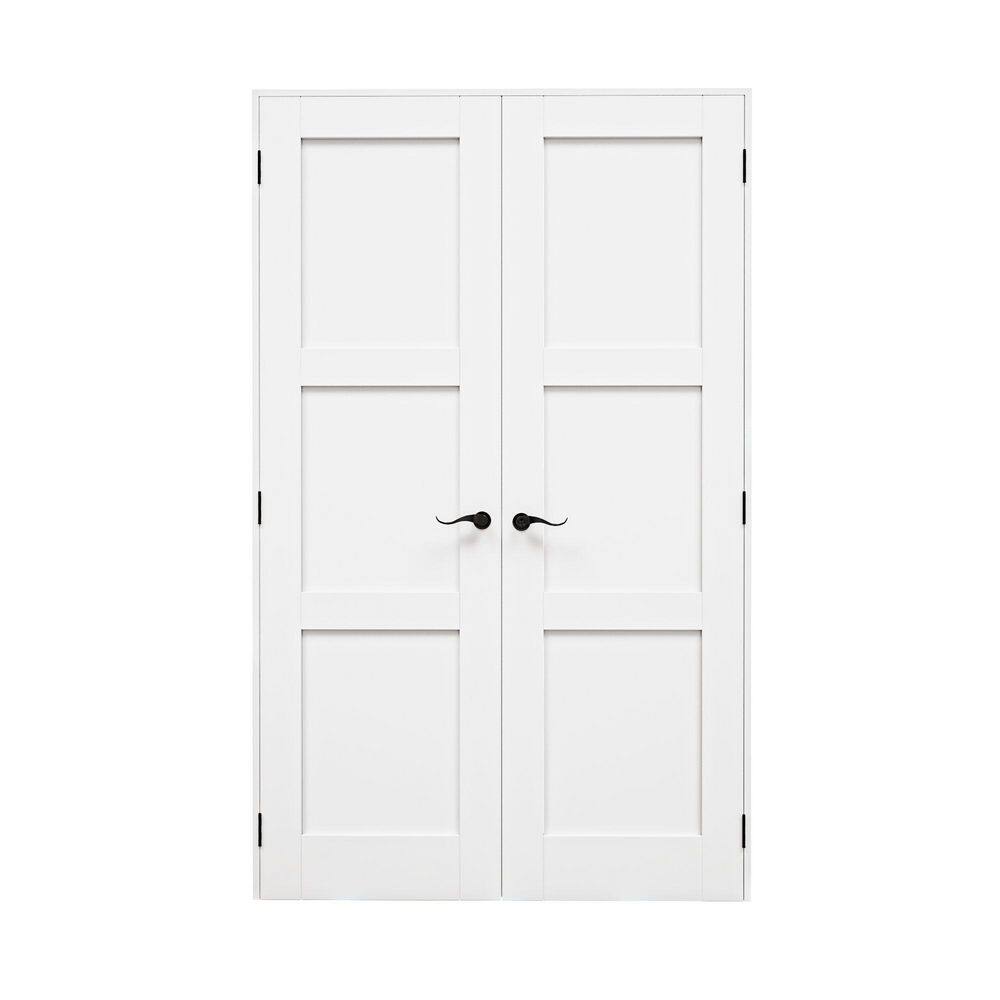 48 in. x 96 in. 3-Paneled Blank White Solid Core Wood Universal Double Prehung Interior French Door+ Quick Assemble Jamb price history on PriceWatchPro
