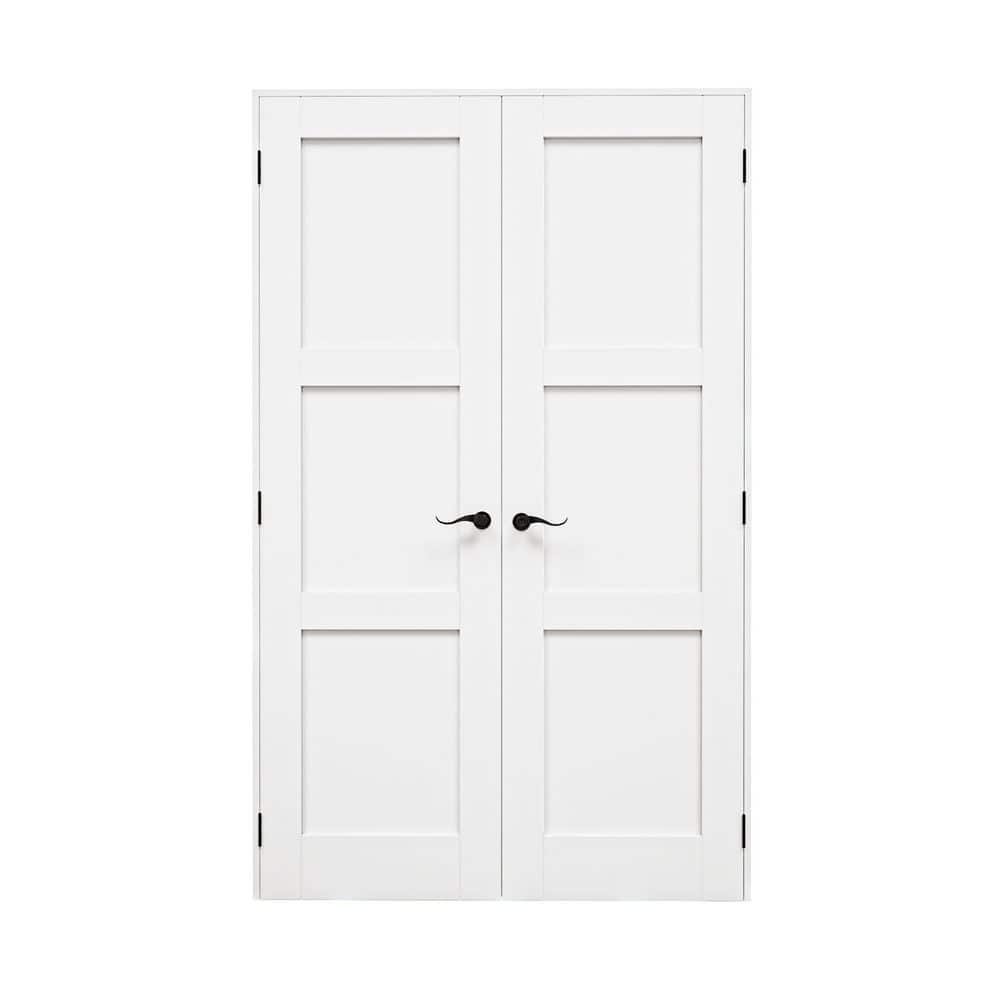 ARK DESIGN 36 in. x 80 in. 3-Panel Blank White Solid Core Wood