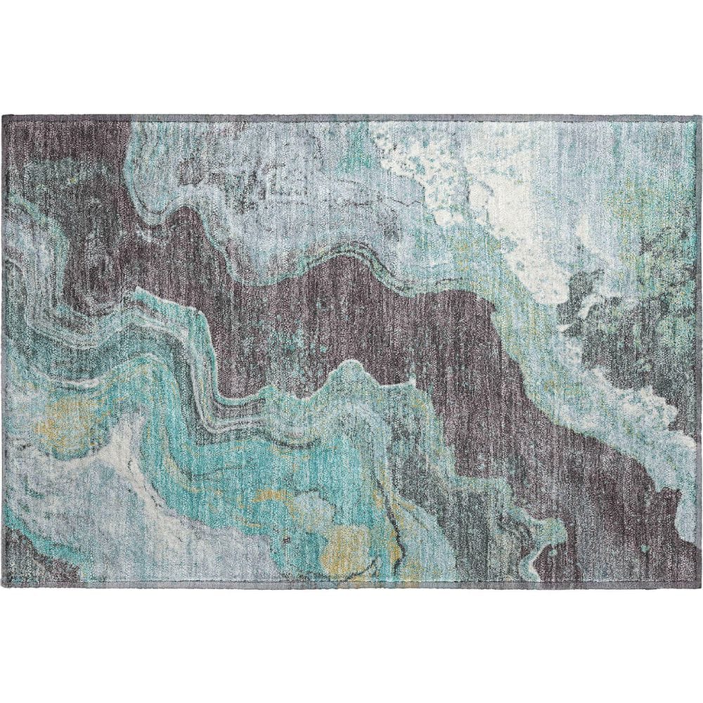 Mayfield Premium Machine Washable Abstract AMF1907 Teal 2 ft. x 3 ft. Area Rug price history on PriceWatchPro