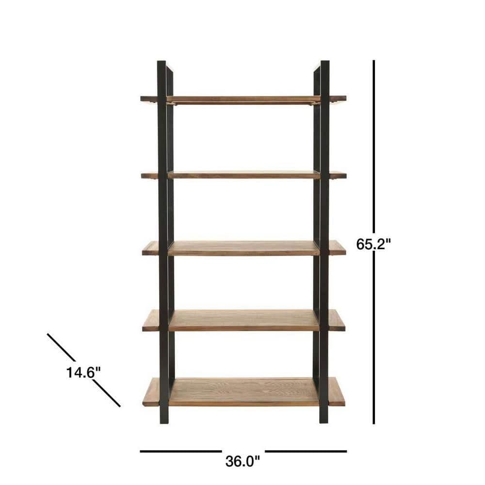 Scott Oak and Black Metal 5-Tier Etagere