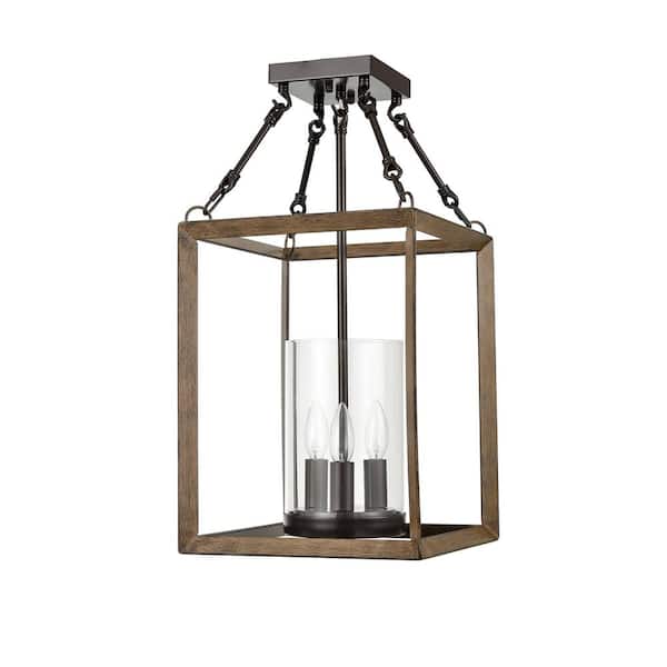 14 in. 3-Light Black Flush Mount with No Glass Shade and No Bulbs Included 1-Pack