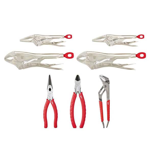 Torque Lock Locking Pliers Set with Long Nose, Straight Jaw, and Cutting Pliers Kit (7-Piece)