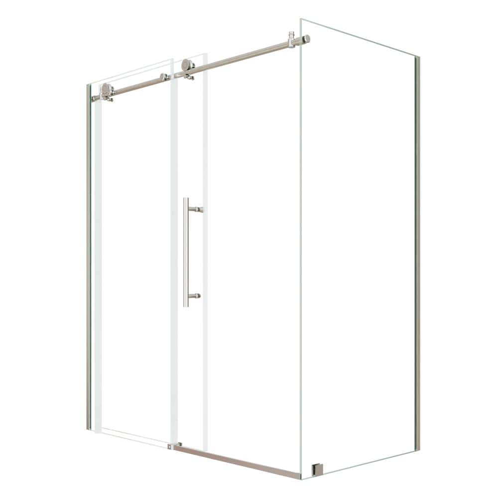 56-60 in. W x 36 in. D x 72 in. H Frameless Corner Sliding Shower Door Enclosure in Brushed Nickel 5/16 in. Clear Glass price history on PriceWatchPro
