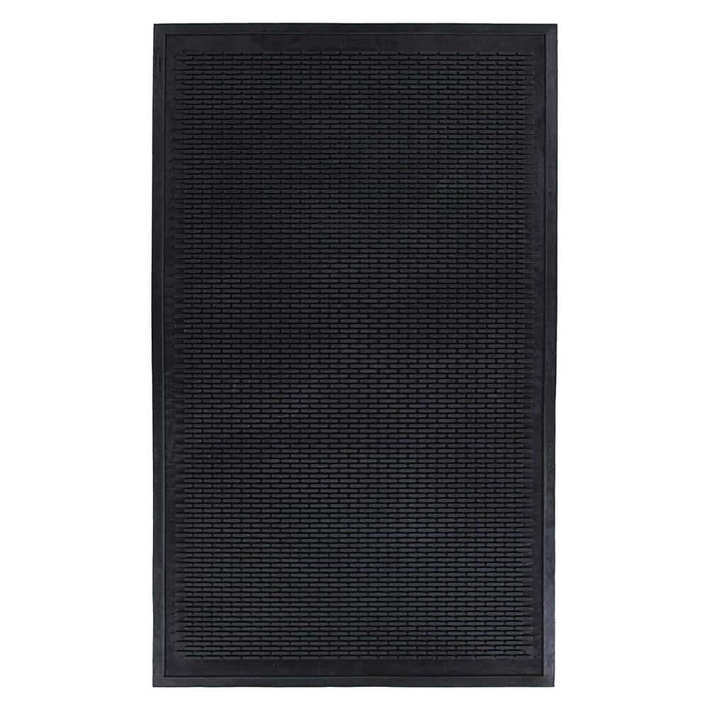 Ottomanson Lifesaver Collection Waterproof Non-Slip Rubberback Solid 3x5  Indoor/Outdoor Entryway Mat, 2 ft. 7 in. x 5 ft., Black SRT704-3X5 - The  Home Depot