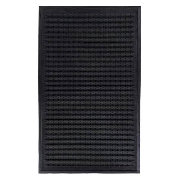 Ottomanson Easy clean, Waterproof Non-Slip Indoor/Outdoor Rubber Doormat,  18 in. x 30 in., Black Semi Iron OTR6500-18X30 - The Home Depot