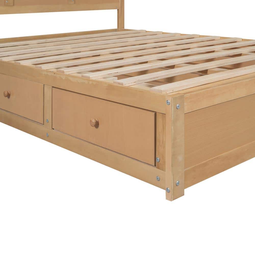 Brown Wood Frame Full Size Platform Bed with Underneath Storage and 2-Drawers - thumbnail 4