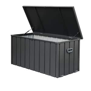 Dark Gray 120 Gal. Outdoor Storage Steel Deck Box, Waterproof, Large Patio Storage Bin