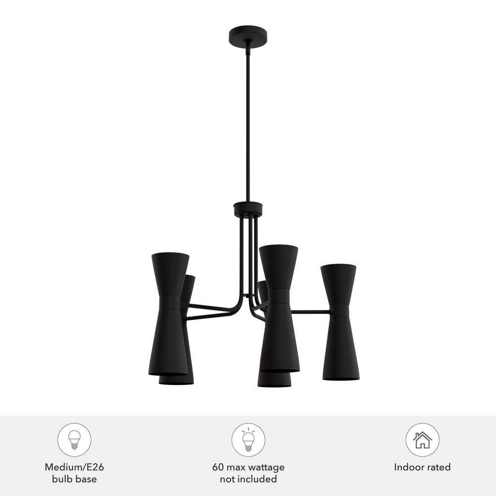 Zola 26" Matte Black 10-Light Mid-Century Modern Chandelier