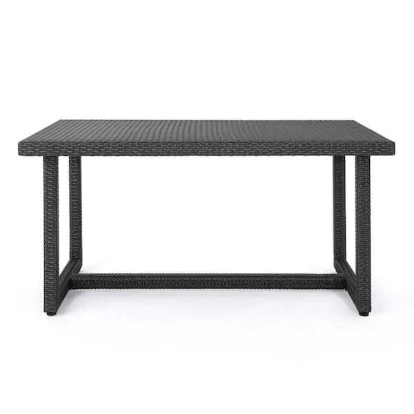 Noble House Santa Rosa Grey Faux Rattan Outdoor Dining Table