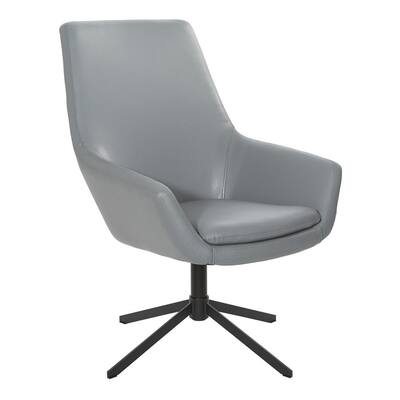 Charcoal Gray Swivel Chair Faux Leather with Black Base