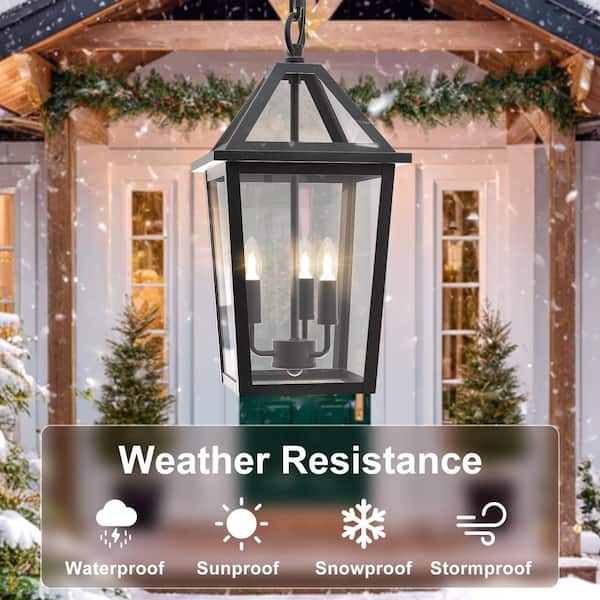 Maxax Kiyani 16 in. 3-Light Black Outdoor Pendant Light 7048