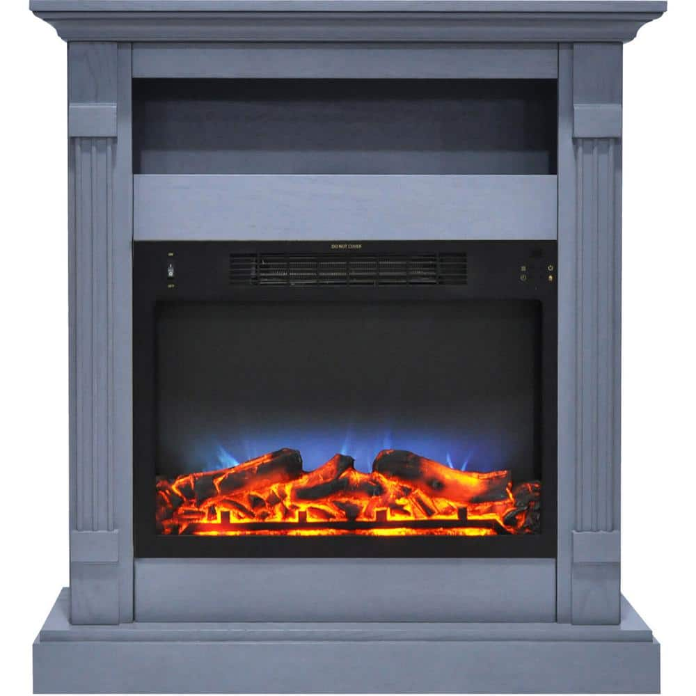 Hanover Drexel 33.9 in. Freestanding Electric Fireplace in Slate Blue ...