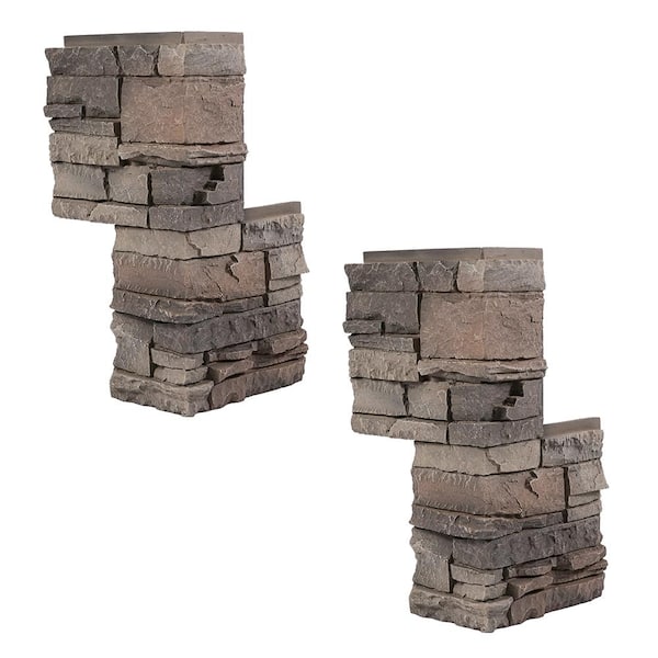 GenStone Stacked Stone Kenai 12 in. x 12 in. Faux Stone Siding Corner Piece (2-Pack)