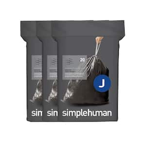 SimpleHuman J Custom Fit Liners Trash Bags, 30-45L, 8-12 gallons