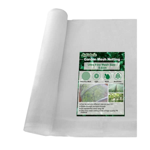 Agfabric 5 ft. x 100 ft. White Insect Barrier Screen & Garden Netting Protect Plants Fruits Flowers Against Bugs Birds Squirrels