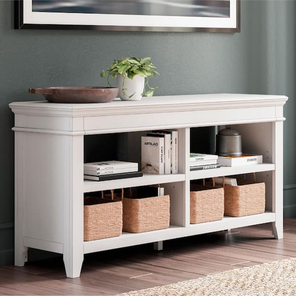 Kanwyn 30 in. Tall Whitewash Wood 2-Shelf Accent Bookcase