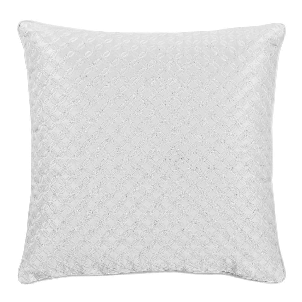Lincoln White Polyester 16 in. x 16 in. Square Decorative Throw Pillow