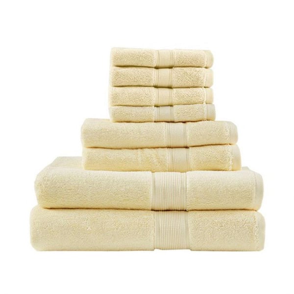 MADISON PARK Signature 800GSM 8-Piece Yellow Ultra-Soft 100% Cotton Absorbent Bath Towel Set