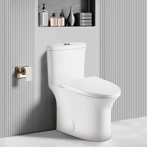 Simple Project One-Piece 0.8/1.28 GPF Dual Flush, Elongated Toilet, in  Gloss White, Seat Included HD-US-OT-2-03 - The Home Depot