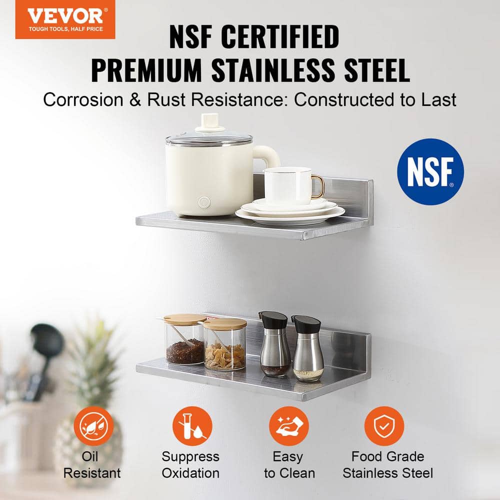 Stainless Steel Wall Mounted Kitchen Floating Shelves Set