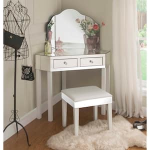 Ross White Vanity Makeup Set With 2 Drawers 30.7 in x 28 in. x 28 in.
