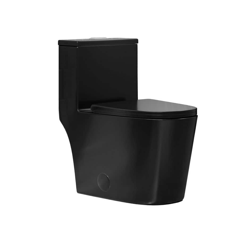 "Dreux One-Piece 12"" Rough-in. 95/1.28 GPF Dual Top Flush Elongated Toilet in Glossy Black" price history on PriceWatchPro