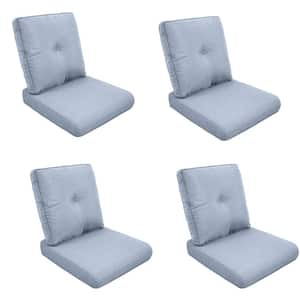 Modern 22 in. x 25 in. 8-Piece Deep Seating Outdoor Lounge Chair Cushion Set in Baby Blue with Center Button (4-Set)