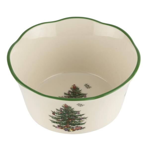 Spode 4 5 Christmas Tree 2022 Scalloped Bowl Spode Christmas Tree 4.5 In. 8 Fl. Oz. White Ceramic Flared Scalloped Bowl-1667624  - The Home Depot