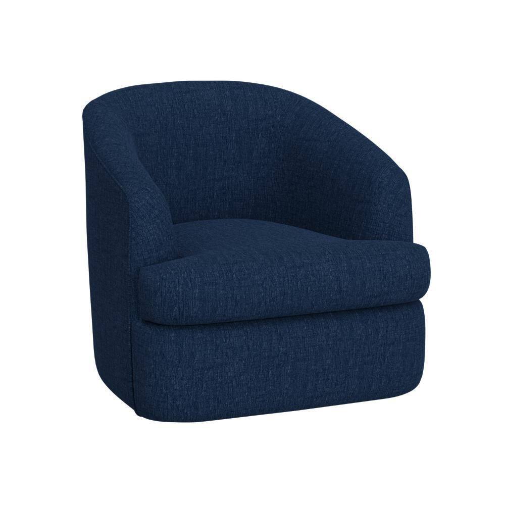 Lessy Navy Blue Polyester Accent Chair with Swivel