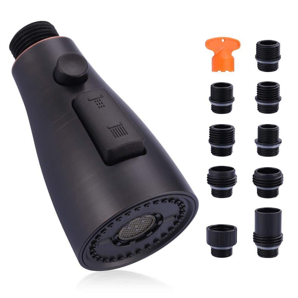 Oil Rubbed Bronze 3-Function Kitchen Faucet Spray Head with 9 Adapters