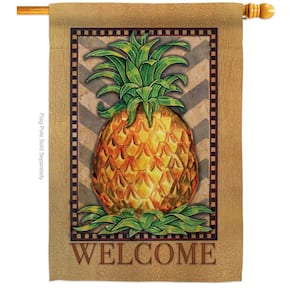 28 in. x 40 in. Welcome Elegant Pineapple Food House Flag Double-Sided Decorative Vertical Flags