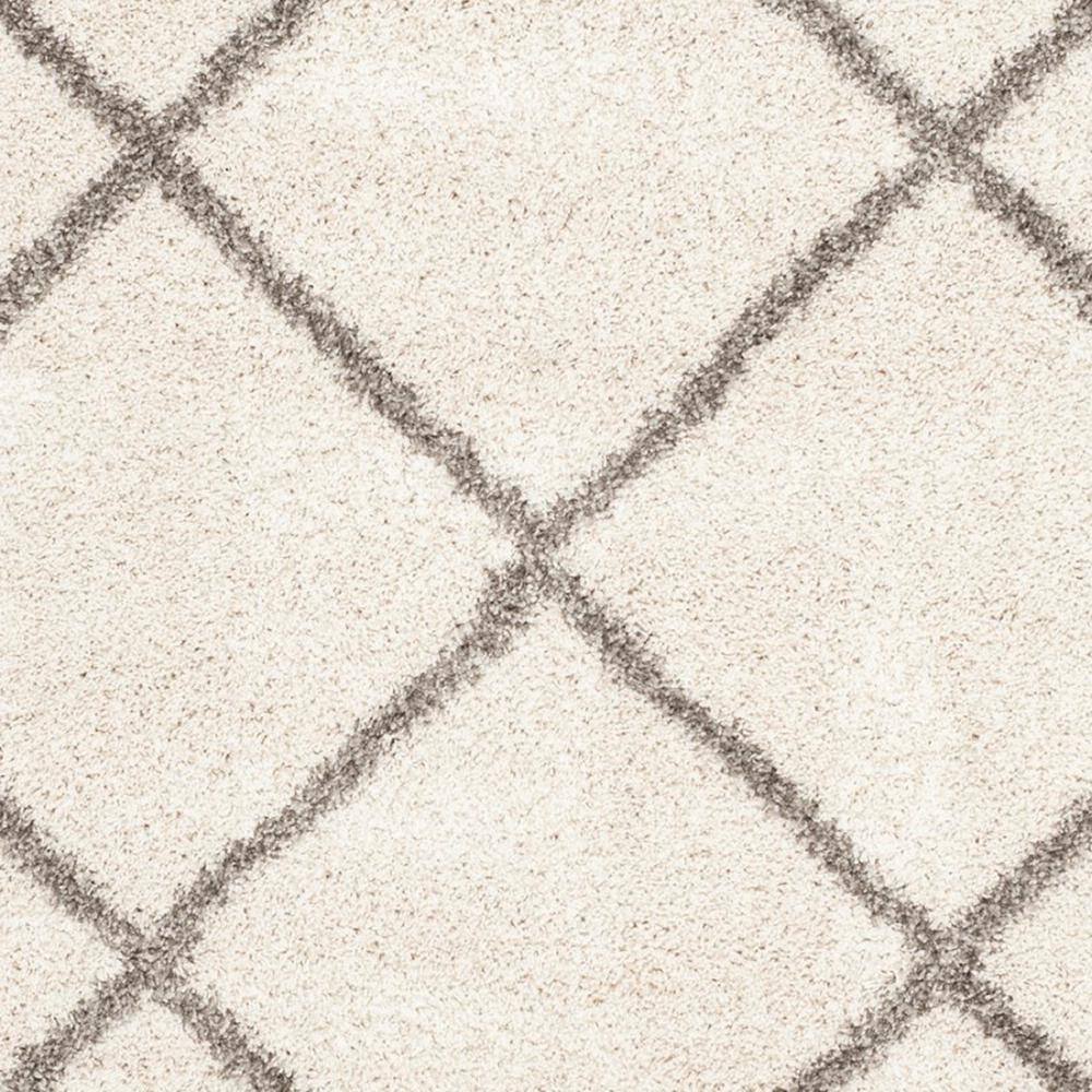Ivory and Grey Diamond Shag 5' x 7' Area Rug