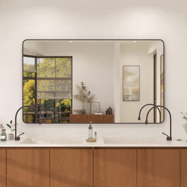Dew 60 in. W x 36 in. H Rectangular Framed Wall Bathroom Vanity Mirror in Oil Rubbed Bronze